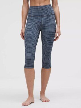 Lululemon - Align High-Rise Crop 17" Leggings: Glow Grid Washed Denim & Black, 4